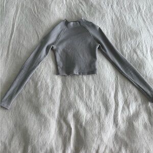Zara Gray Long Sleeve Crop Top
